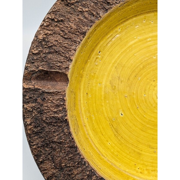 VTG Bitossi Ashtray Round Bowl Brown Mustard Glaze 60s 70s Italy Brutalist 10.5" - Picture 8 of 16